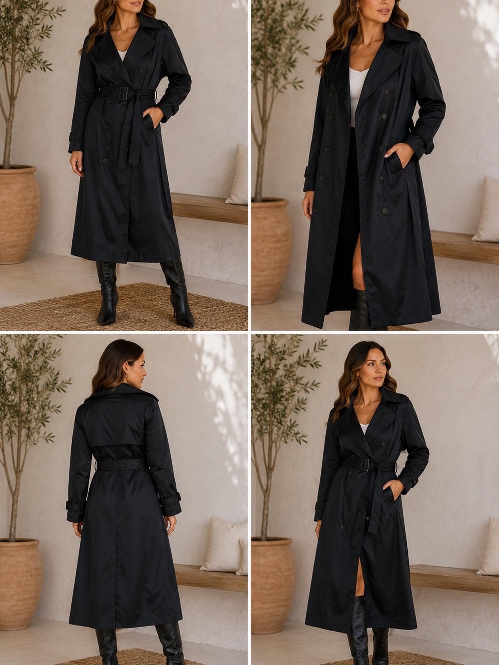 London Fog Black Coat with Blue and Cream Plaid Lining